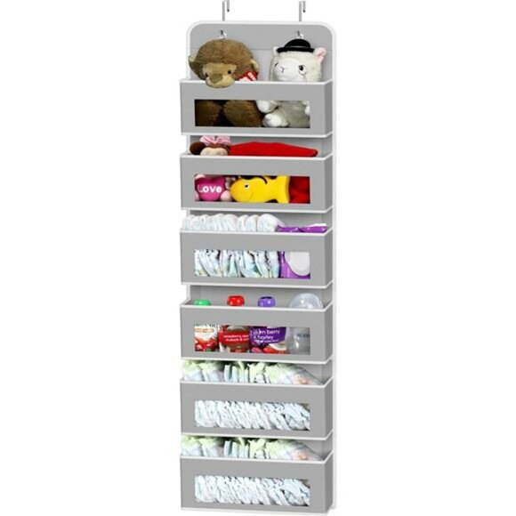 Over Door Hanging Organizer 6 Pocket Storage Clear Window Closet Holder - Picture 1 of 7